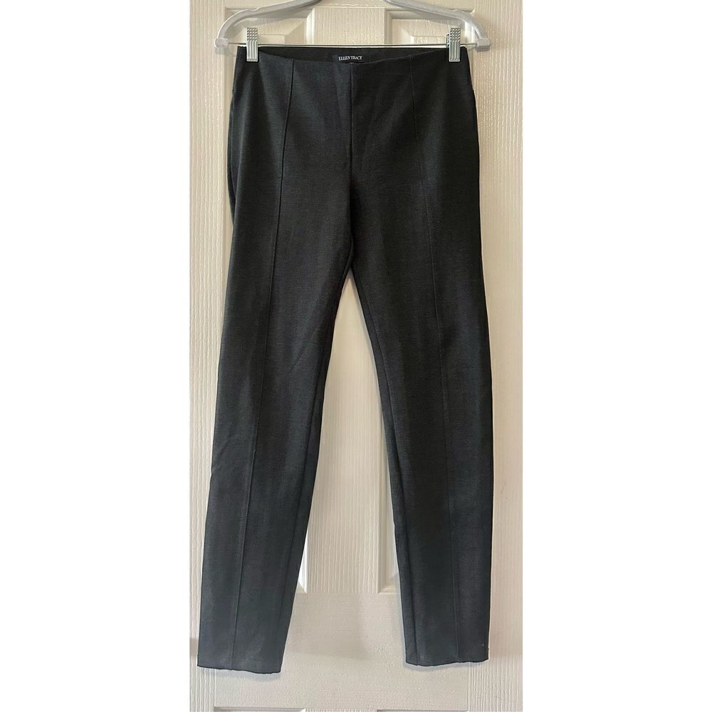 Ellen Tracy - charcoal gray with light Chevron print pants - size s